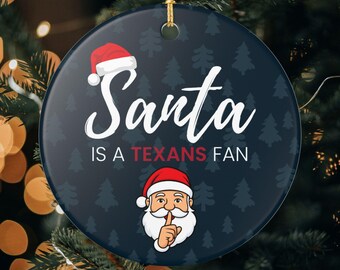 Le père Noël est un cadeau de décoration de Noël fan des Houston Texans, cadeau drôle de décoration de Noël Texans, cadeau secret du père Noël, décoration de football texans