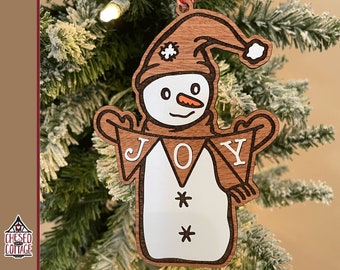 Snowman Ornament, Christmas Ornament, Wooden Christmas Ornament, Holiday Ornament, Snowman Gift