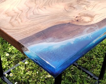 250 years old Elm epoxy coffee table