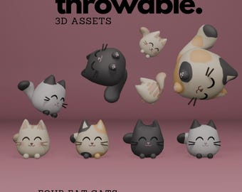 Kawaii Fat Cats 3D-Throwing-Assets für Twitch integriertes Throwing-System, nettes Vtuber Objekt für Twitch-Streaming