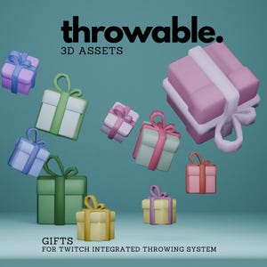 Gifts, Presents, Giftsubs, 3D Throwable Assets for Twitch Integrated Throwing System, Cute Vtuber Asset for Twitch Streaming