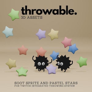 Stjärnor, Soot Sprite, Susuwatari, 3D-kastbara resurser för Twitch integrerat kastsystem, söt Vtuber-resurs för Twitch-streaming