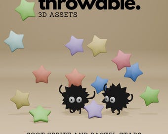 Sterne, Ruß Sprite, Susuwatari, 3D-Throwable-Assets für Twitch integriertes Throwing-System, nettes Vtuber Objekt für Twitch-Streaming