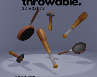 Bonk Redeem Set, Pan, Hammer, Baseball Bat, 3D Throwable Assets for Twitch Integrated Throwing System, Vtuber Asset for Twitch Streaming