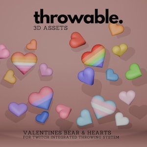 Drapeaux de fierté, coeurs colorés, objets Love 3D à lancer pour Twitch, système de lancement intégré Vtuber pour le streaming Twitch