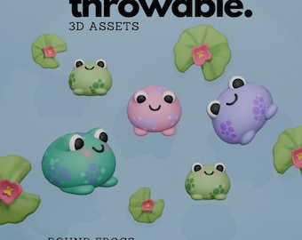 Runde Kawaii Frösche 3D-Wurf-Assets für Twitch Integriertes Wurfsystem, niedlicher Vtuber-Asset für Twitch-Streaming