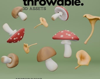 Pilze, Shrooms, Fungi 3D-Throwing-Assets für Twitch Integriertes Throwing-System, Vtuber-Asset für Twitch-Streaming