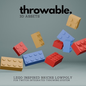 Bricks, Toys, Lego inspired, 3D Throwable Assets for Twitch Integrated Throwing System, Cute Vtuber Asset for Twitch Streaming