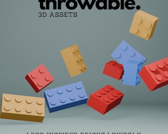 Steine, Spielzeug, Lego inspiriert, 3D-Throwable-Assets für Twitch integriertes Throwing-System, niedlicher Vtuber-Asset für Twitch-Streaming