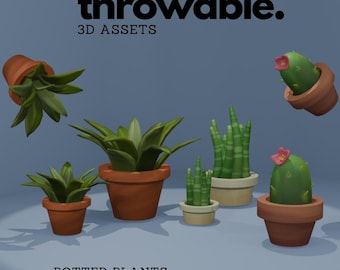 Potted Plants, Cactus, Succulents, 3D Throwable Assets for Twitch Integrated Throwing System, Vtuber Asset for Twitch Streaming