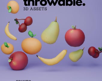 Obst, Apfel, Banane, Birne, Kirsche, Orange 3D-Throwing-Assets für Twitch integriertes Throwing-System, Vtuber-Asset für Twitch-Streaming