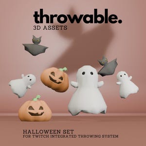 Lowpoly Halloween Pumpkin, Ghost and Bat 3D Throwable Assets for Twitch Integrated Throwing System, Cute Vtuber Asset for Twitch Streaming