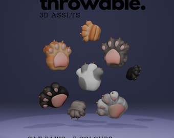 Kawaii Paws Cat Dog Pet Animal 3D Throwable Assets for Twitch Integrated Throwing System, Cute Vtuber Asset for Twitch Streaming