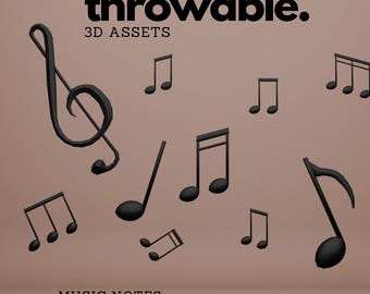 Musiknoten Schwarz, 3D-Wurf-Assets für Twitch Integriertes Throwing-System, niedlicher Vtuber-Asset für Twitch-Streaming