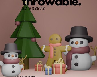 Winter, Weihnachten, Schneemann, Geschenke, Baum, 3D-Throwing-Assets für Twitch integriertes Throwing-System, Vtuber-Asset für Twitch-Streaming