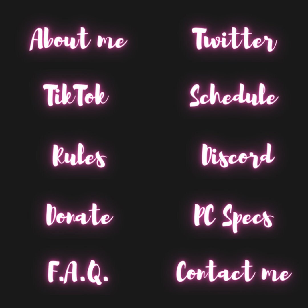 Neon Pink Panels for Twitch Etsy