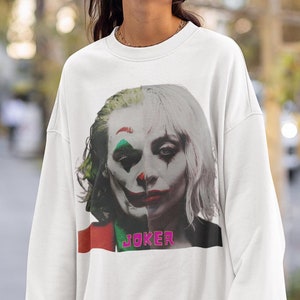 Moletom vintage com gola redonda Joker e Lady Gaga