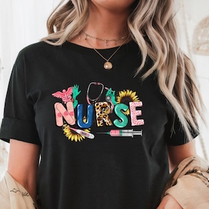 Vintage Nurse T-Shirt: Floral Graphic Tee, Nursing Gift