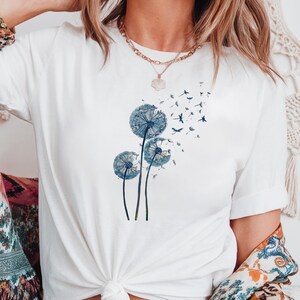 T-shirt Wildflower Dandelion: vintage jaren 90 retro botanisch T-shirt