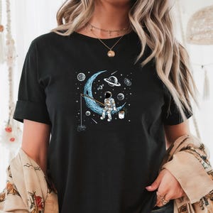 Astronaut Moon Fishing T-Shirt: Funny Space Graphic Tee