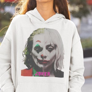 Moletom vintage com capuz Joker e Lady Gaga - Suéter de gola redonda personalizável