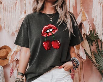Vintage Cherry Graphic Tee: Retro Foodie Shirt