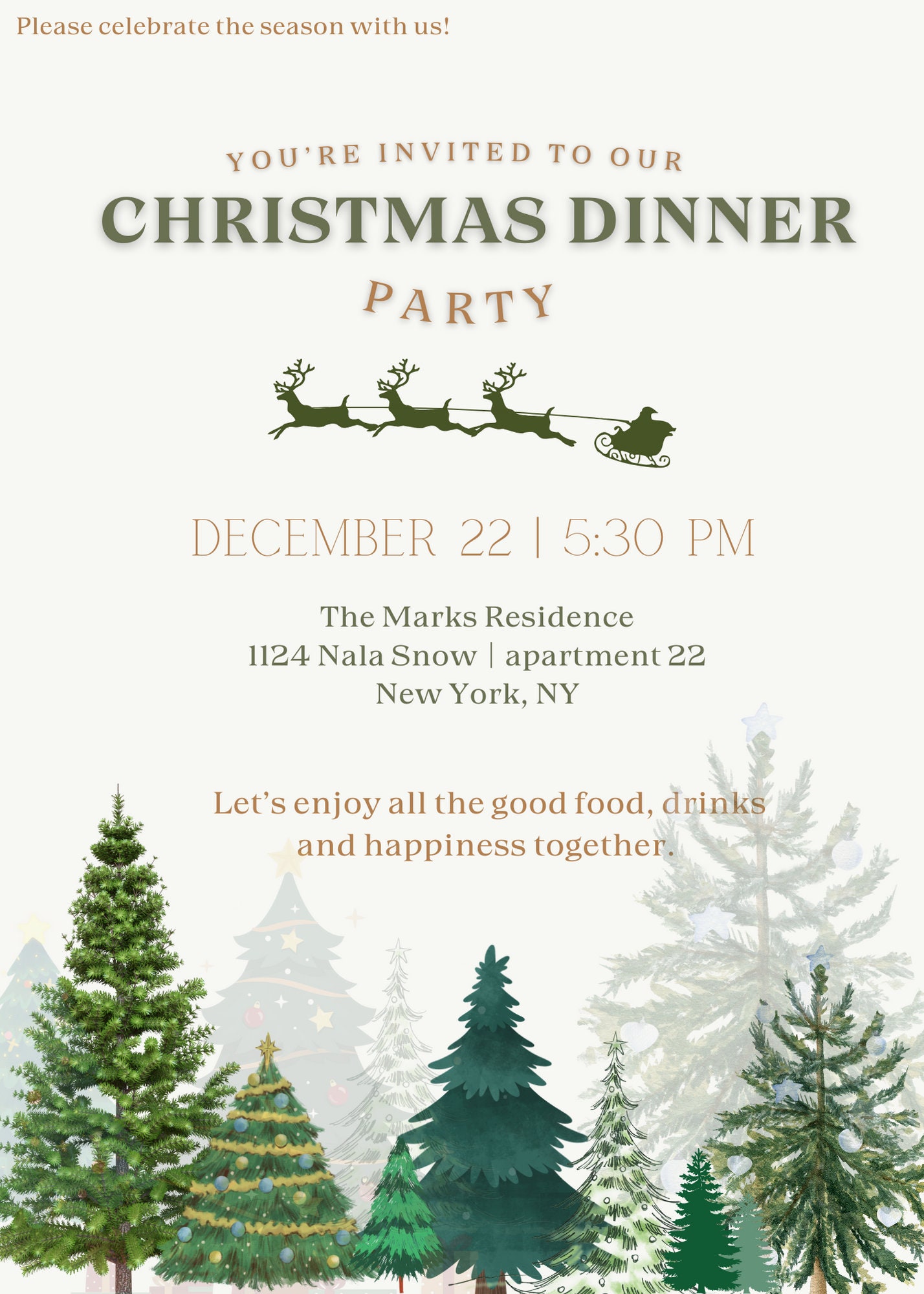 Editable Christmas Invitation, Christmas Dinner Party, Digital Download ...