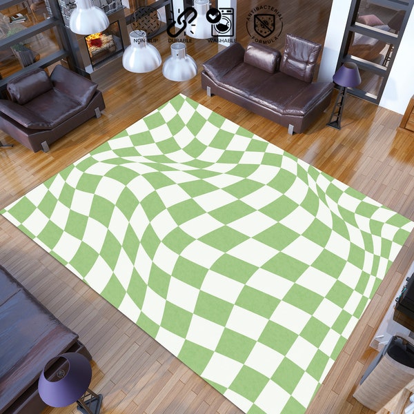 Tapis marocain vert à carreaux, tapis vert pastel, tapis abstrait moderne, tapis doux et soyeux, tapis de cuisine, tapis de salon, décoration de chambre à coucher