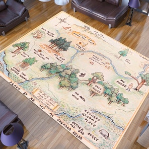 Kids Room Rug, 100 Acre Wood Map Rug, Winnie The Pooh Area Rug, Kids Play Rug Vintage Rug, Rugs For Living Room, Home Decor Rug, Nursery Rug