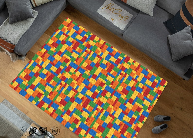 Lego Rug, Playground Ultra Soft Rug, Kids Room Rug, Gift for Kids, Lego