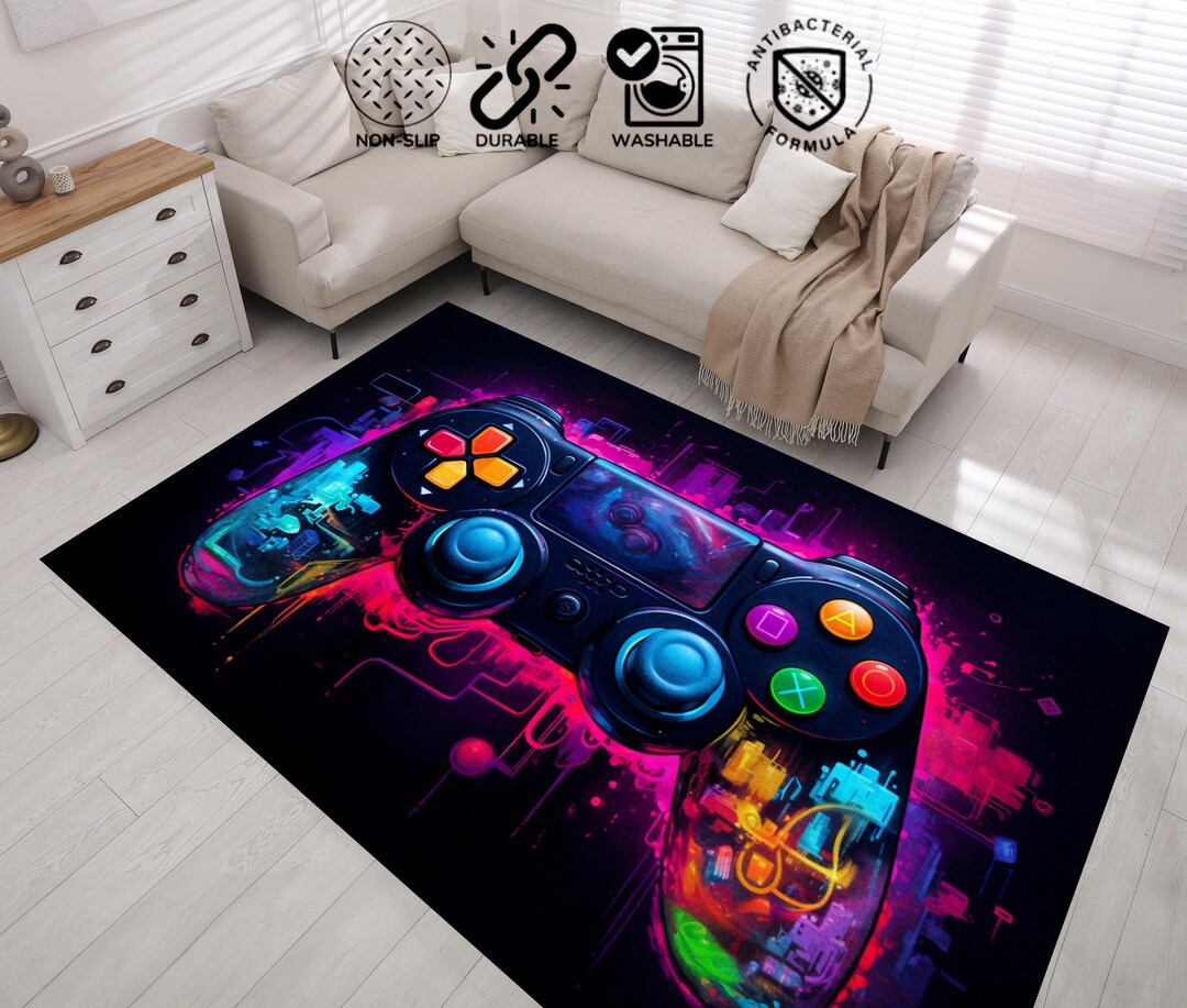 Retro Controller Rug Joystick Rug, Game Controller Pattern, Gaming Rug, Retro Game Rug ...
