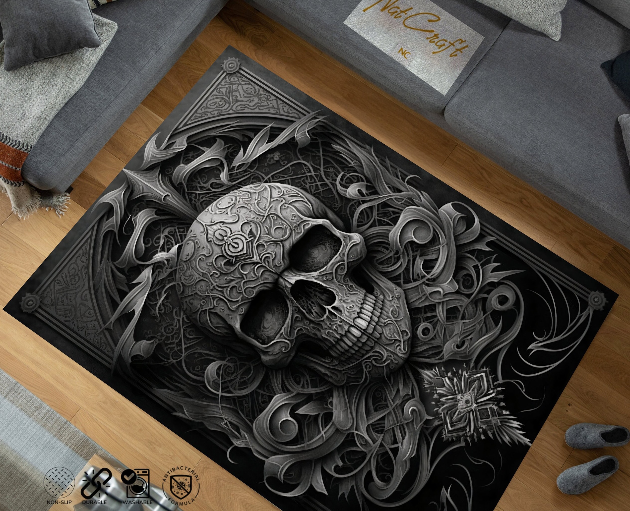 Discover Realistic Skull Carpet,Horror Skull Rug,Skulls Design,Evil Skull Rug,Pirate Rug,Non Slip Carpet, Horror Decor, Modern Home Decor, Custom Rug