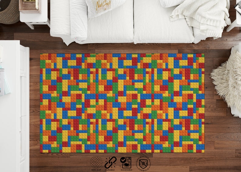 Lego Rug, Playground Ultra Soft Rug, Kids Room Rug, Gift for Kids, Lego