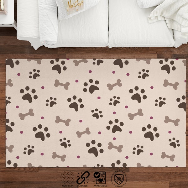 Dog Bone Paw Round Rug