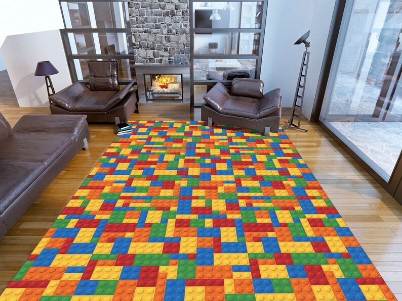 Lego Rug, Playground Ultra Soft Rug, Kids Room Rug, Gift for Kids, Lego