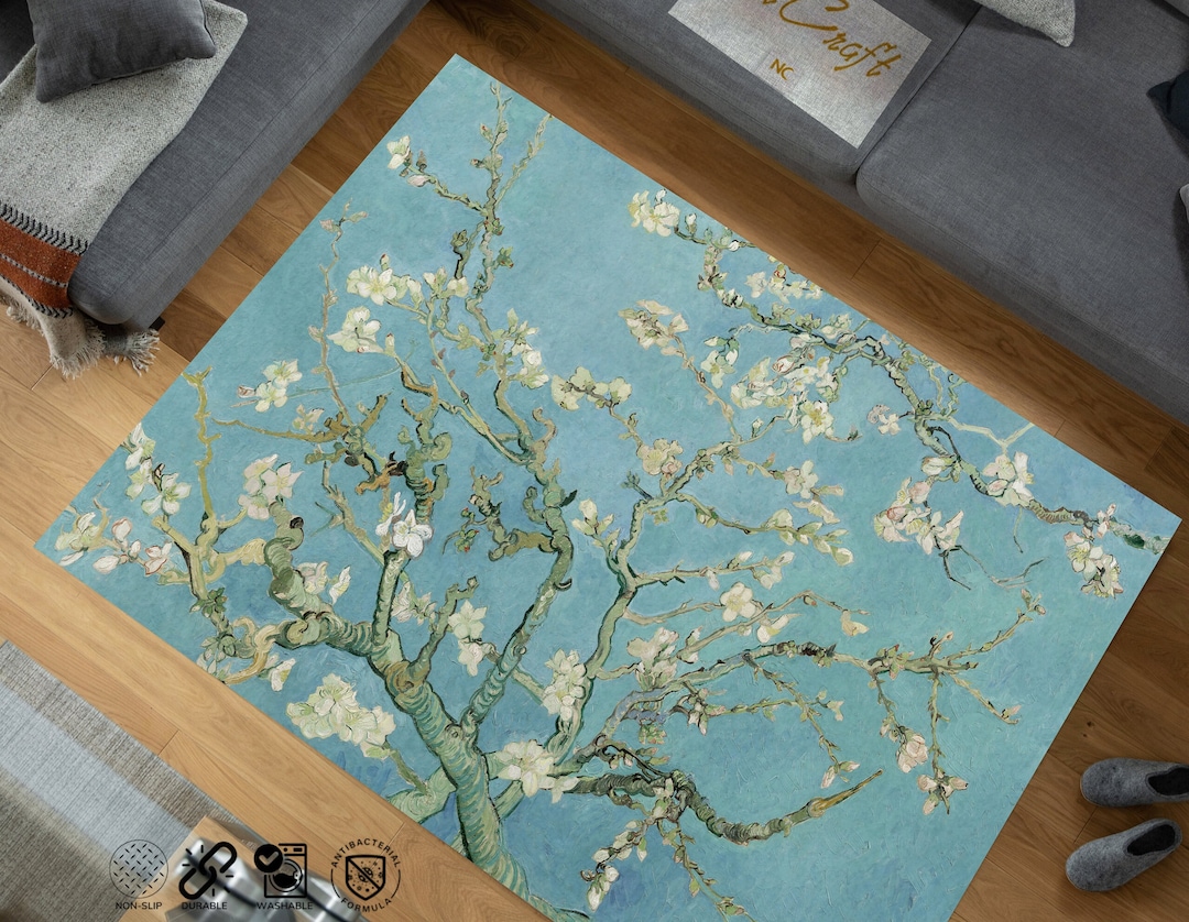 Famous Pattern Rug Art Pattern Rug, Vincent Van Gogh Rug, Famous Painting, Almond Blossom ...