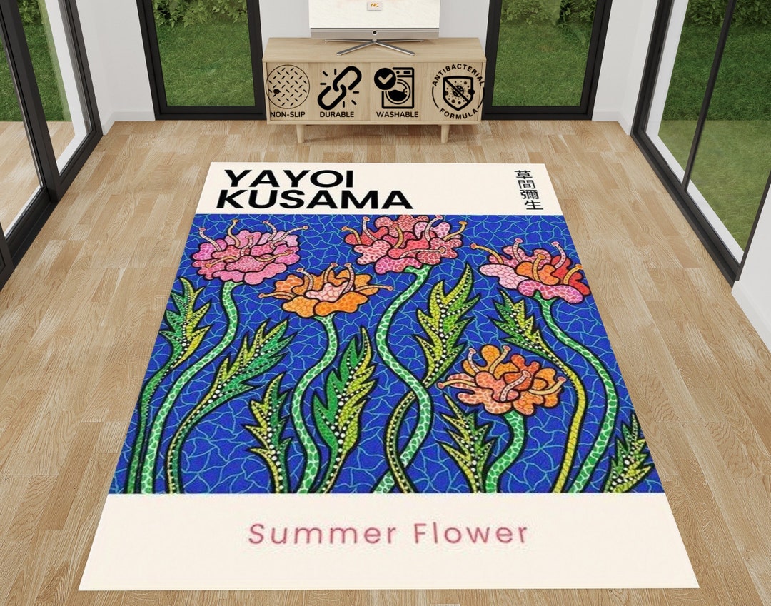 Yayoi Kusama Rug, Art Pattern Rug, Yayoi Kusama Poster Rug, Japanese