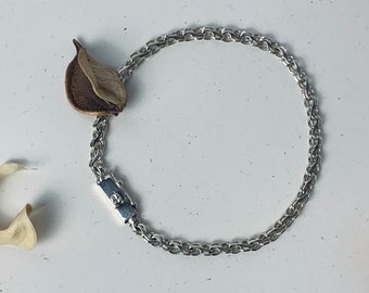 Sterling Silver Bracelet Bismarck Garibaldi Rivulet. Tiny byzanntine womens silver bracelet.