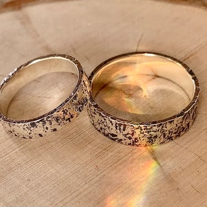 Textured sterling silver or gold wedding ring. image 1