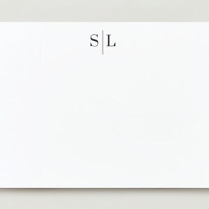 Tarjetas de agradecimiento de boda personalizadas con iniciales y línea vertical, tarjetas de agradecimiento simples modernas, tarjeta de agradecimiento de dos letras