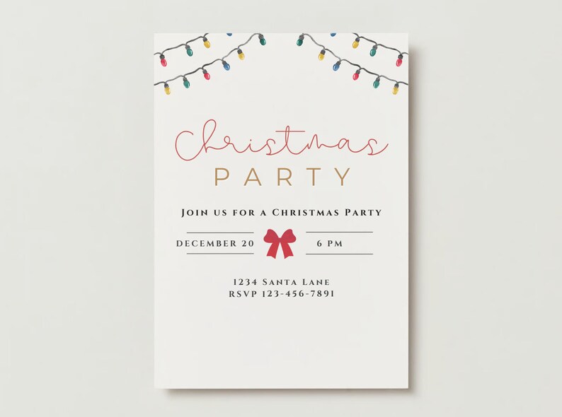 Editable Christmas Party Invitation Editable Invitation Template ...
