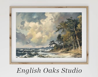 Moody rustic coastal print | Vintage seascape painting 02