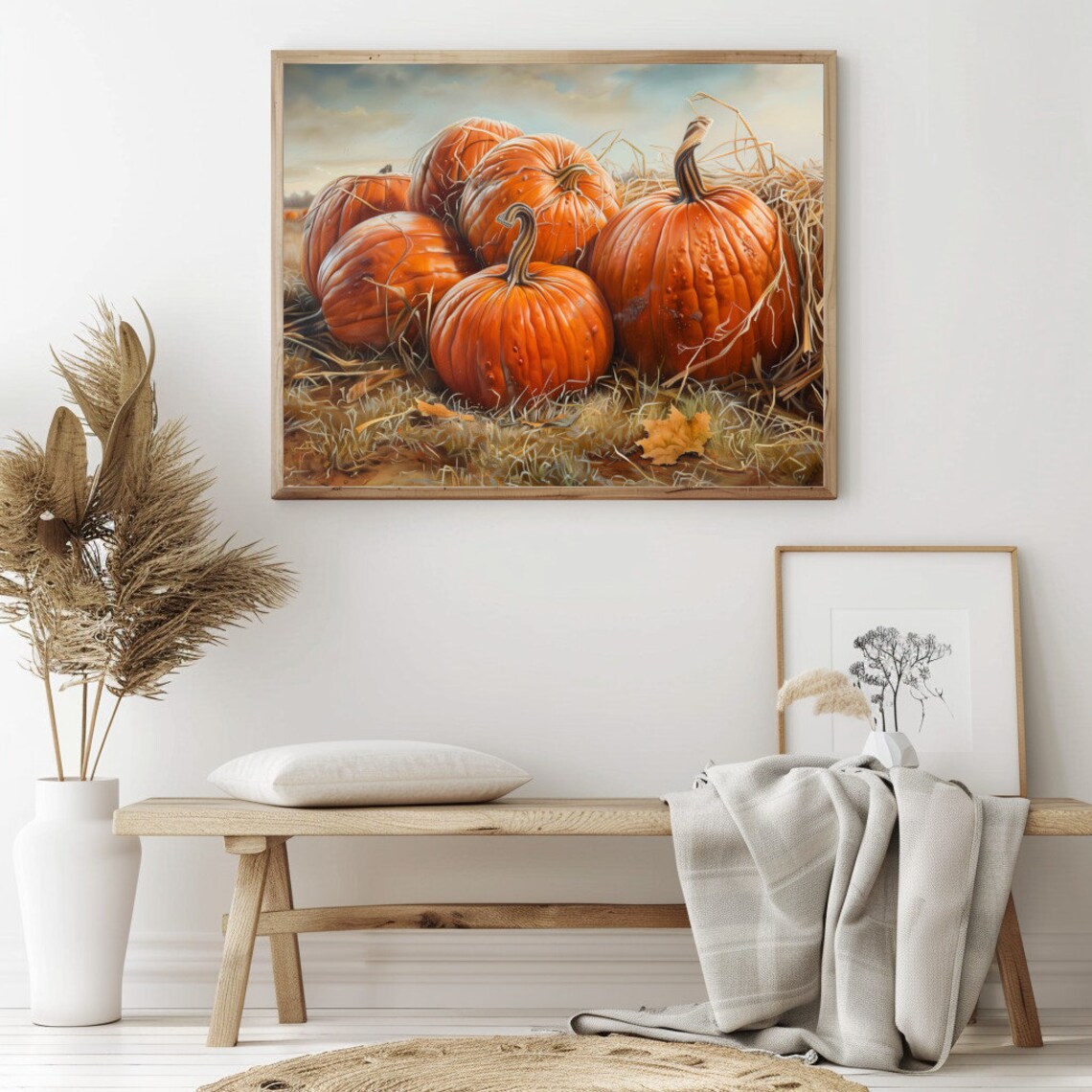 Vintage Pumpkin Patch Painting: Rustic Autumn Wall Art (digital ...