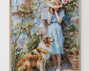 ジョシュア・レイノルズ作「少女と犬」（1780年）キャンバス
