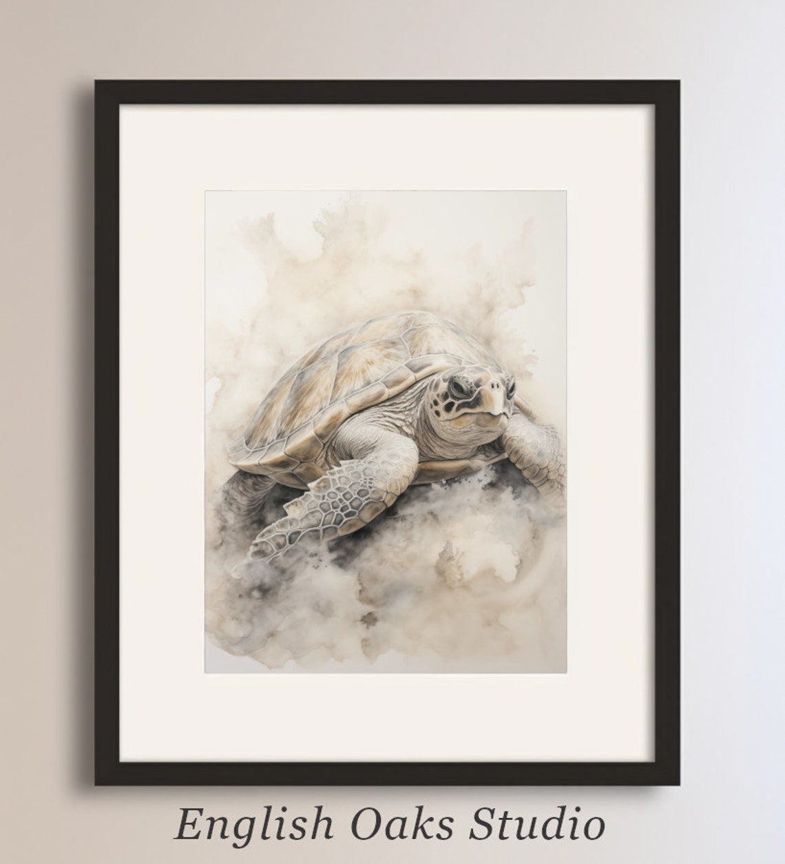 Neutral Palette Turtle Oil Painting | Turtle Printable Wall Art | 01 - Etsy