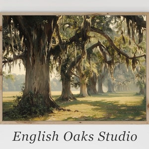 Southern trees with Spanish Moss print | Summer tress with Spanish Moss path painting