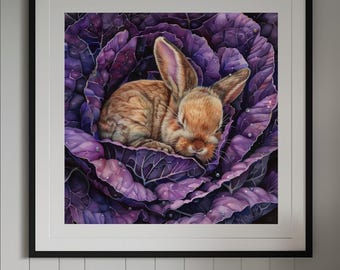 Moody Bunny Print: Gotisk Cottagecore Cabbage Patch Kaninmålning