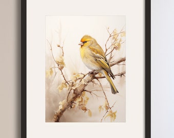 Stieglitz Ölgemälde | Vogel feine druckbare Wandkunst | Vogelbeobachter Geschenk Kunstdruck