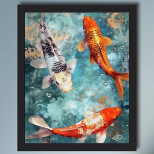 Three Koi Fish Art - Etsy