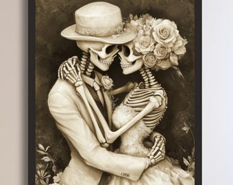 死者の日のアート 踊る骸骨のアートプリント メキシコのフォークアート